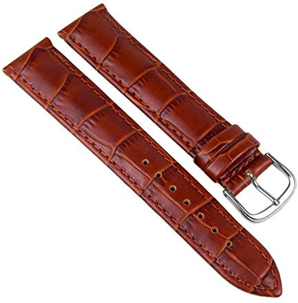 Barington Uhrenarmband Leder Kroko-Print braun 20mm XL 23637S