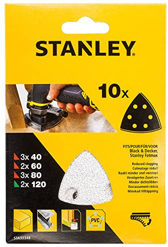 STANLEY - 10 Abrasifs Corindons Delta - Grains 3x40, 2x60, 3x80, 120 - STA58004-QZ