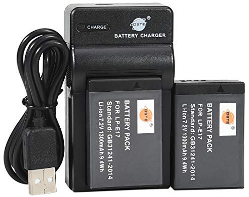 DSTE LP-E17 Li-ION Batterie (2-Pack) et Chargeur USB Costume Compatible pour Canon EOS M3 750D 760D 8000D 200D 250D Kiss X8i X10 Rebel T6i T6s SL3