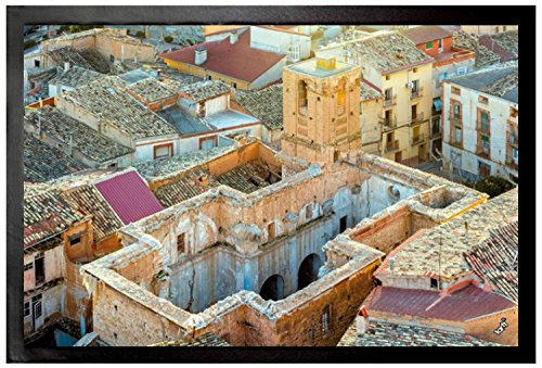 1art1 Häuser Altstadt Mit Kirche Von San Pedro In Ariza, Spanien Fußmatte Dekomatte Innenbereich | Design Türmatte 60x40 cm