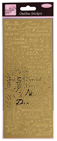Anitas Outline Stickers, Couples, Gold, For Scrapbooking, Card Making, Kids Play, Homework, Art, Craft, Embelish, Decorative, Paper, Card, Glass, Metal, Plastic, Foam