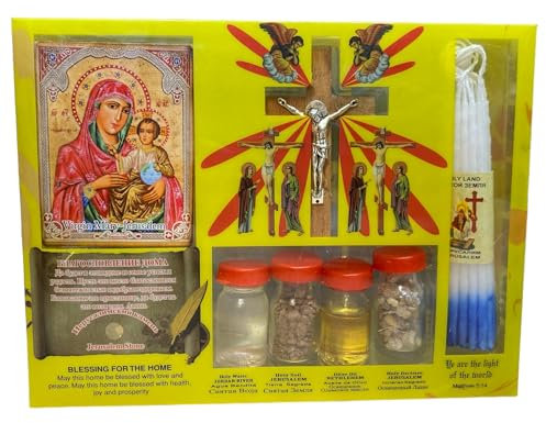 Home Blessing Kit Flaschen, Kreuz und Kerzen aus dem Heiligen Land Jerusalem