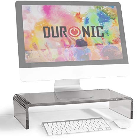 Duronic DM054 Monitorständer | 50 x 20 cm Schwarze Acrylglasplatte | Bis 30 kg | Ergonomischer Bildschirmständer Schreibtisch | Schreibtischaufsatz Monitor und Laptop | Bildschirmerhöhung LCD LED TV