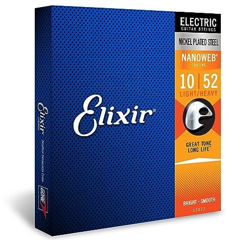 Elixir Cuerdas para guitarra eléctrica Strings con recubrimiento NANOWEB, calibre ligero/pesado (.010-.052)