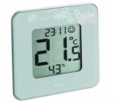 TFA Dostmann Style digitales Thermo-Hygrometer, 30.5021.02, Taupe, zur Raumklimakontrolle, L 105 x B 14 (41) x H 105 mm