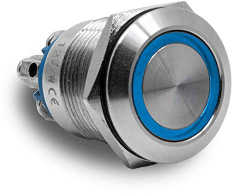 LED Taster mit Schraubkontakten (Blau) Bohrung 19 mm Klingeltaster Klingelplatte Klingel Klingelschild