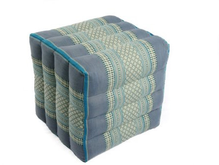 Handelsturm Thaikissen Würfel 40 x 40 x 40 cm, Lagerungskissen Positurkissen Fußhocker Polsterhocker bambusgrün (Blau)