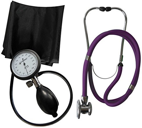 Tiga-Med - Tensiómetro de brazo profesional (K 1 + estetoscopio de doble cabezal), color morado