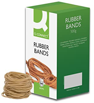 Q-Connect Rubber Bands No.19 88.9 x 1.6mm 500g KF10527,green|beige|gold