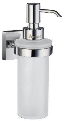 SMEDBO Soap Dispenser Wallmount, Polished Chrome RK369 Haushalter mit Seifenspender aus Glas, Milchglas, Silber