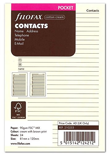 Filofax 210253 Pocket Kontakte Adressbuch, Englisch, cotton cream