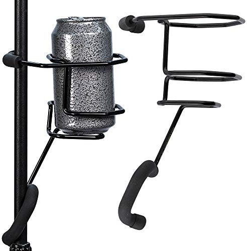 Mic Stand Drink Holder – Microphone & Cymbal Pole Stagehand Music Mount for Soft Beverages Soda Can Coffee or Tea Cup and Water Bottle – Black Heavy Duty Studio Quality Made in USA - String Swing SH01