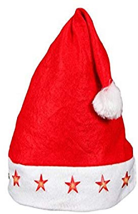 Alsino Weihnachtsmütze blinkend mit Led-Lichtern Nikolausmütze Kopfumfang 27 cm (wm 15) Herren Damen mit Batterien