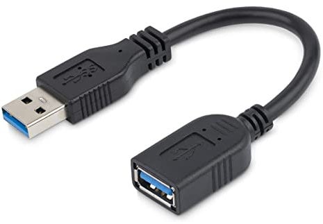 StarTech.com Cable de 15cm Adaptador de Extensión USB 3.0 (5Gbps) - USB-A Macho a USB-A Hembra - Cable Alargador USB 3.2 Gen1 - Negro (USB3EXT6INBK)
