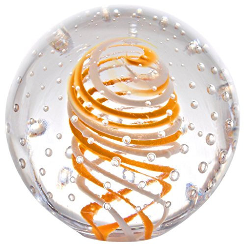CRISTALICA Briefbeschwerer Paperweight Dekokugel Universum D 6 cm Transparent mit Dekor Blasen Handgeformt