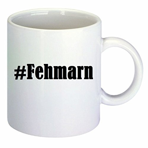 Kaffeetasse #Fehmarn Hashtag Raute Keramik Höhe 9,5cm ? 8cm in Weiß