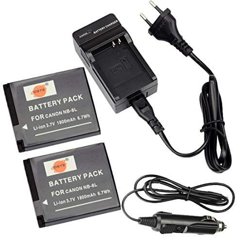 DSTE®(2-Pack) NB-8LH Ersatz Batterie und DC98E Reise Ladegerät Kit für Canon NB-8L PowerShot A2200 A3000 A3001 A3100 A3200 A3300 is