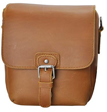 ZLYC Handmade Small DSLR Leather Camera Bag Satchel Messenger Bag - Two in One - Vintage Retro Look