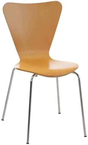 CLP Stapelstuhl Calisto I Konferenzstuhl Mit Holzsitz Und Stabilem Metallgestell, Farbe:Natur