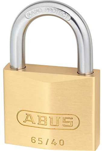 ABUS Vorhängeschloss Messing 65/40 - Kellerschloss, Spindschloss u. v. m.- Schlosskörper aus massivem Messing - gehärteter Stahlbügel - ABUS-Sicherheitslevel 5