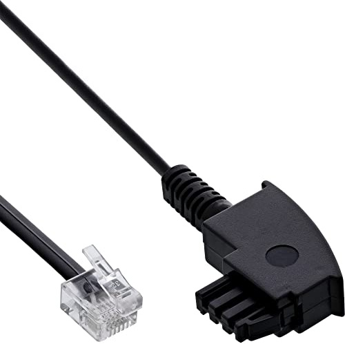 InLine 18603 TAE-F Kabel für DSL Splitter, TAE-F Stecker an Western 6/2 DEC Stecker, 3m