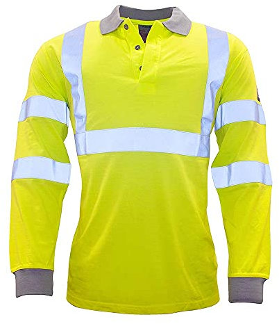 Portwest FR77 Lightweight Flame Resistant Anti-Static Hi-Vis Long Sleeve Polo Shirt Yellow, 4X-Large