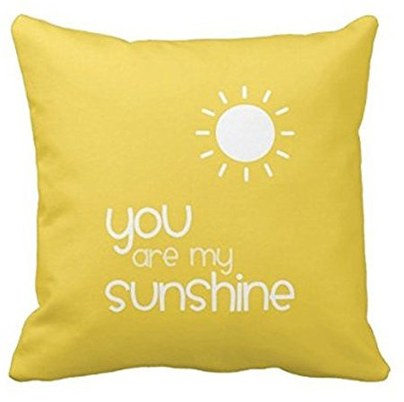 You Are My Sunshine Yellow Pillow Decorative Inspirational Quotes Pillow Cover Square Throw Pillow case/Kissenbezüge Cover Quotes One Side Zippered Pillowcase/Kissenbezüge Pillow Cover 18x18 inches