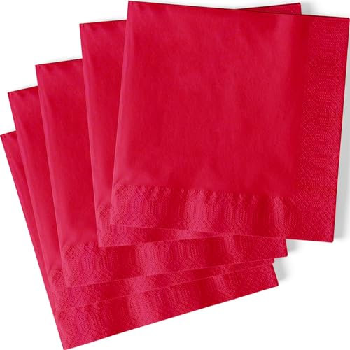 Unique Party Supplies 3122 Papierservietten - 16,5 cm - Rot - Packung mit 20 Stück, Rubinrot
