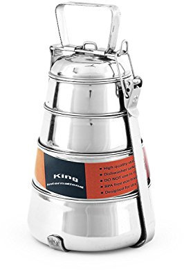 King International Fiambrera india Bento de metal, acero inoxidable, pirámide Tiffin, fiambrera, 15 cm (4 niveles)