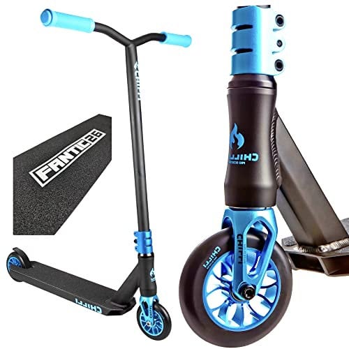 Chilli Pro Scooter Reaper Stunt-Scooter 110mm Wave Schwarz Blau + F26 Sticker + Griptape