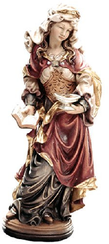 Demi Art - Heiligenfigur HL. Ottilie mit Augen aus Berg-Ahorn Holz geschnitzt und von Hand bemalt, 30 cm