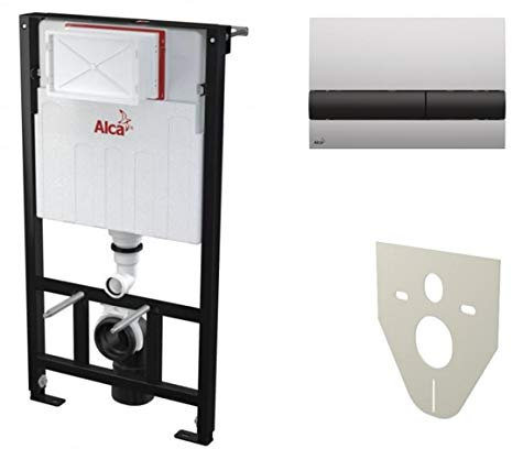 WC Vorwandelement für Trockenbau 100 cm inklusive Betätigungsplatte Chrom Matt/Schwarz Unterputzspülkasten Spülkasten Wand WC hängend Schallschutz