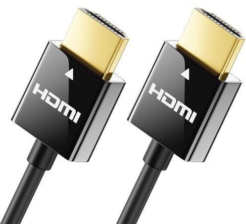 deleyCON 1m HDMI Kabel Slim (Kleines und Flexibles HDMI Kabel) 4K HDMI 2.0 Kabel 1080P 2160P UHD ARC HDR 3D für TV, Monitor, Beamer, Laptop, Notebook, PC, Computer, PS4, PS5, XBOX - Schwarz