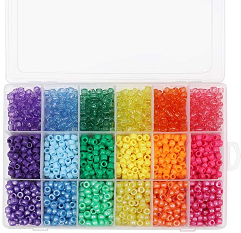 Kurtzy 2300 Stk Pony Perlen 6mm in Regenbogenfarben mit Sortierkasten Bastelperlen zum Auffädeln in Verschiedenen Farben Perlen Set für Schmuck, Armbänder, Ketten, Schlüsselanhänger, Basteln