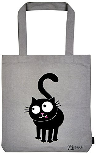 moses Ed, the Cat Shopper Like mich, graue Stofftasche aus 100% Baumwolle, mit Katzenmotiv, Shopper mit Standboden für Einkäufe, Büro oder Uni, 39 x 42 cm