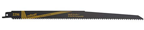 wolfcraft 2296000 2 Lames de Scie Sabre Cv, Longueur Dentée 280 Mm, Longueur Totale 300 Mm, Pas de Dents 4,2 Mm, Dents Avoyées Et Fraisées,argent