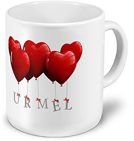 digital print XXL Riesen-Tasse mit Namen Urmel - Motiv Herzballons - Namenstasse, Kaffeebecher, Becher, Mug