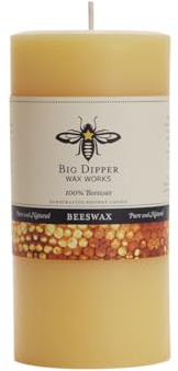 Big Dipper Wax Works 100% Pure Beeswax Pillar Candles (1 Pack) – 3 x 6 Handmade in USA, Long Burning Clean Soot-Free, Natural Honey Aroma, Eco-Friendly Cotton Wick, Home Décor & Meditation