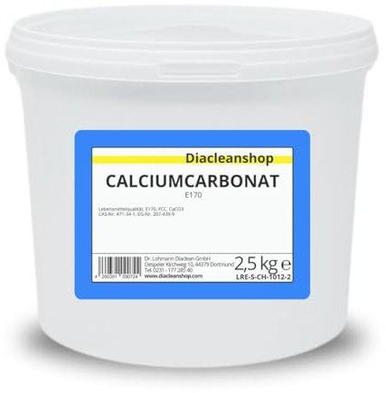 Calciumcarbonat 2,5kg in Lebensmittelqualität - E170-100% natürlicher Ursprung - CaCO3-2500g - Kalk - Kreide - Kreidefarbe – Rasenkalk – Kalzium