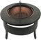 Brasero RayGar 3 en 1 - Feu en extérieur, barbecue et bac à glaçons - En métal - Housse de protection incluse FP34 noir