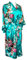 CCcollections Damen-Kimono-Bademantel – leichter Satin-Bademantel mit Pfauen-Print, V-Ausschnitt und 3/4-Ärmeln – erleben Sie Entspannung mit diesem bequemen und sexy Seiden-Bademantel (Blau Türkis)