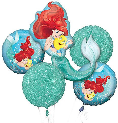 Amscan 10116414 3393601 - Folienballonset Ariel die Meerjungfrau, 5 Ballons, Heliumballons