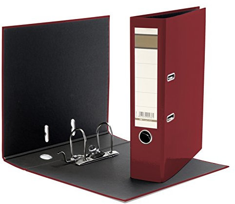 Aktenordner 5x DIN A4, 75mm breit, Farbe: Rot, Kunststoff, 3 Loch, 5 Reiter, Binder