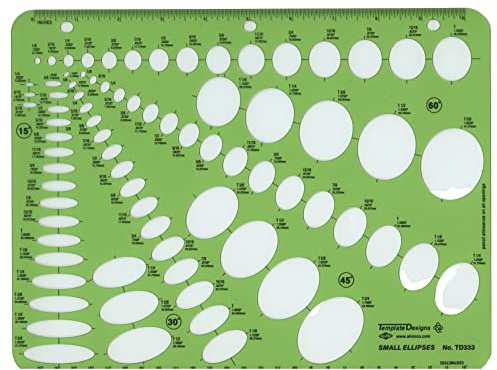 Alvin, TD333, Multi-Purpose Small Ellipse Guide Template, Drawing and Drafting Tool - 79 Ellipses