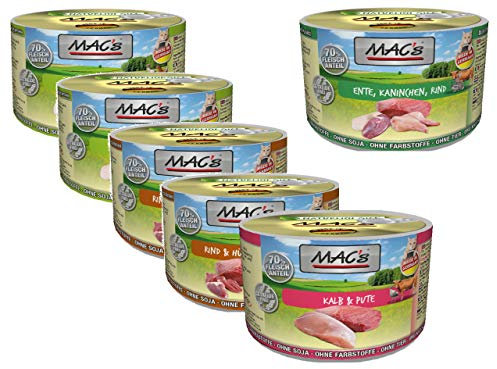 MAC'S Nassfutter CAT MULTIPACK -GETREIDEFREI- für Katzen 70% Fleischanteil 6x 200g