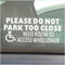 1 x Please Do Not Park Too Close Sticker Need Access to Wheelchair Disabled Sign Internal Window Vehicle Car Van Disability Mobility Self Adhesive Vinyl Handicapped 200x87mm D24