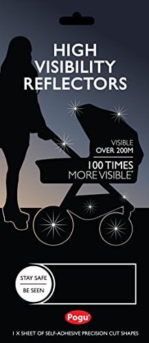 POGU Buggy Reflektoren - 12 Stück Diskrete Schwarze Sticker die Weiß bei Schlechten Lichtverhältnissen Reflektieren