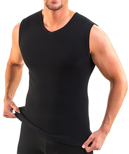 HERMKO 3050 Herren Muskelshirt V-Neck aus 100% Bio-Baumwolle Atlethic Vest Unterhemd, Größe:D 12 = EU 6XL, Farbe:schwarz