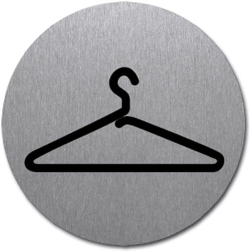 Schild Garderobe, Edelstahl, selbstklebend, Ø 5 cm