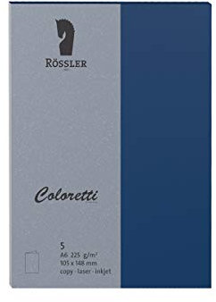 Rössler 220706590 - Coloretti Karten, 220 g/m², DIN A6 hd, jeans, 5 Stück